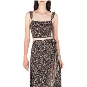 Supernatural by Secret Mission Black Floral Crop Top NWT
